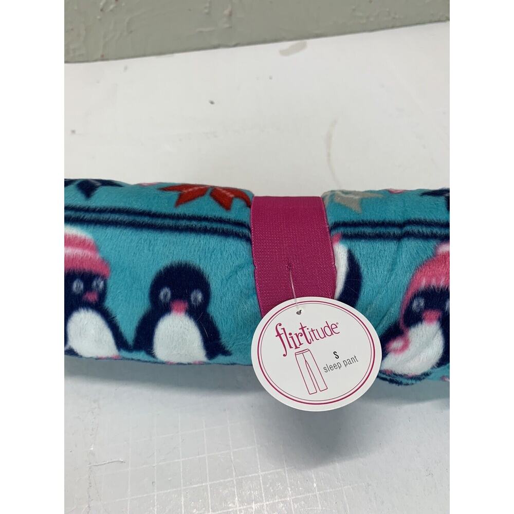 Cute Holiday Penguin Women's Fleece PJ Pajama Bottoms Comfy Lounge Size Small